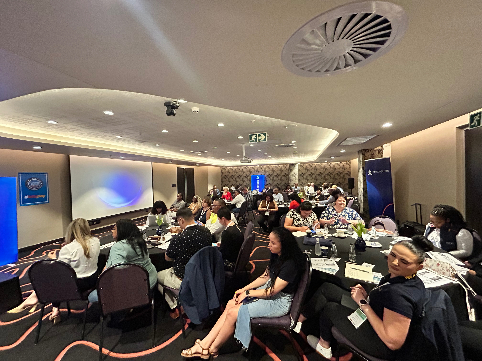 Breakout room configured for the symposium at Hotel Sky Sandton